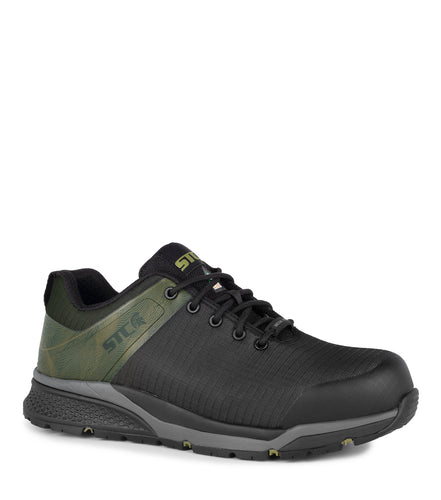 Trainer, Black & Green | Athletic Metal Free Lightweight Work Shoes