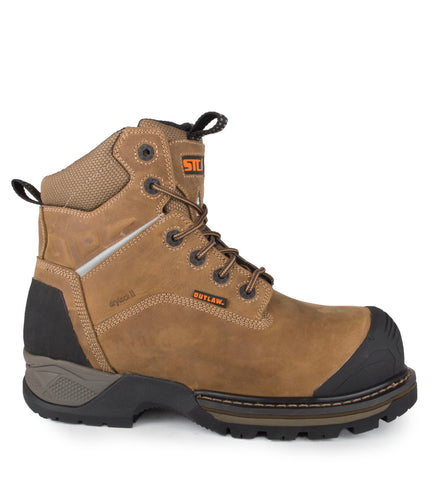 Outlaw, Brown | 6'' Leather Work Boots | Waterproof Membrane